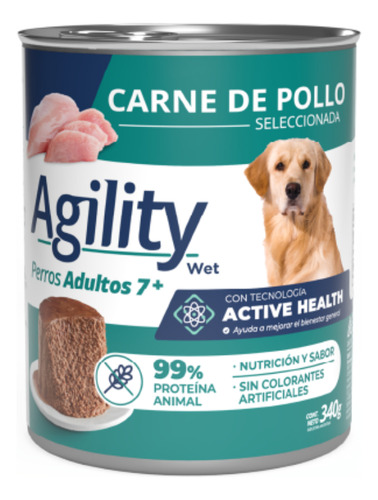 Alimento Agility Perro Senior Adulto +7 Pollo Lata De 340 Gr