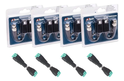 Kit 4 Par Transceptores Balun 4 Par Corriente Dahua Cctv Fhd