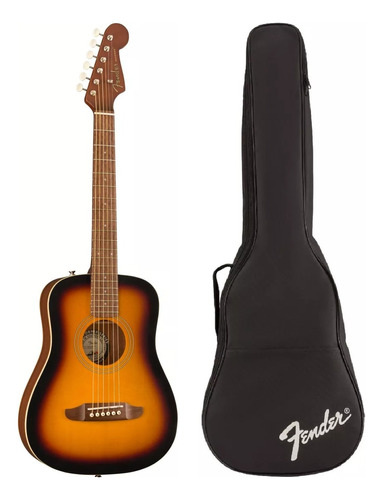 Guitarra Acústica Fender Redondo Mini C/funda Sunburst 3/4 