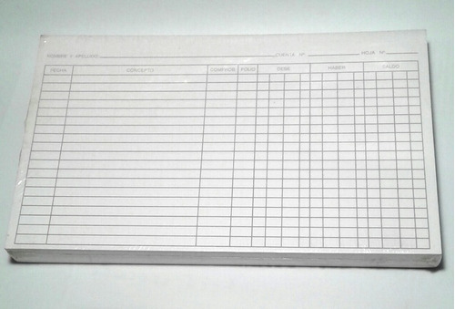 Ficha De Cuenta Corriente Nº3 X100 1028 (son 20 Packs)