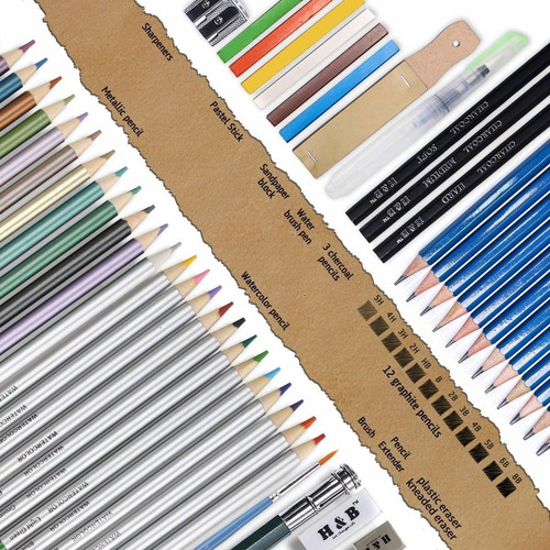 Imagen 5 de 10 de Set 51 Lápices De Dibujo Profesional Escolar Hb Con Estuche