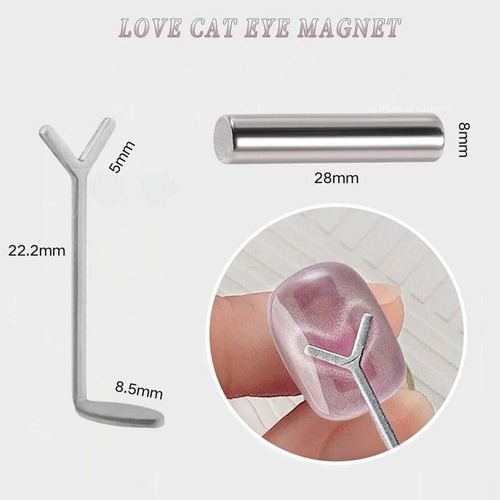 H 5pc Imán Corazón Ojos De Gato Para Uñas Con Guía Forma De