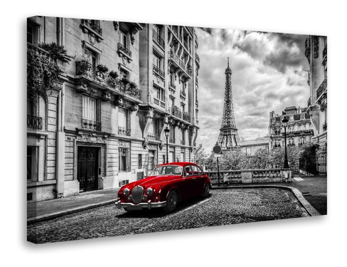 Quadro Grande Sala Carro Vermelho Cidade Tela Canvas 120x80 Cor imagem Cor da armação Borda Infinita