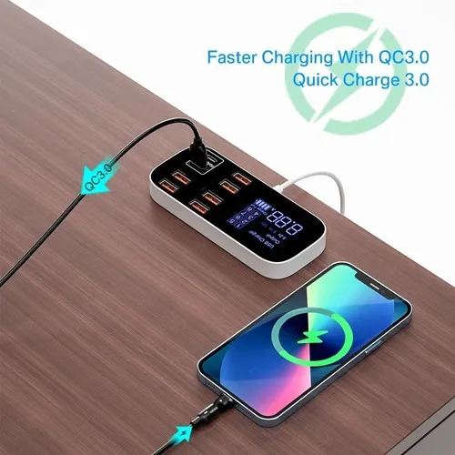Estación De Carga Rapida Múltiple Usb C 8 Puertos 3.4a Qc3.0