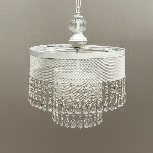 Colgante Tambor 2 Pisos 3 Luces Cairel Vidrio Y Chapa Blanca