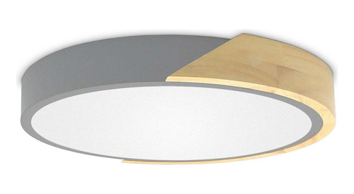 Luminaria Nordica Led Calido 24w Aplique Gris Madera 46228