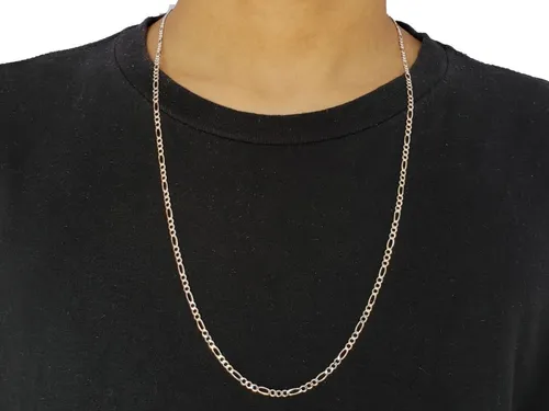 comprar Corrente Cordão Masculino 70cm 3 Em 1 3mm Figaro Prata 925 Cor Prateado