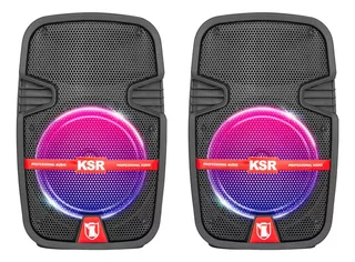 Sistema Bafles Par De Bocinas 8 Ksr Bluetooth Recargable Color Negro