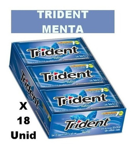 Chicle Trident Menta Caja 18 Unidades Sin Azucar