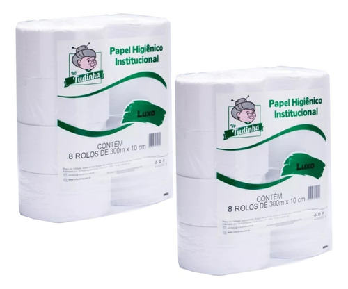 Papel Higiênico 300 Metros Branco Luxo- 8 Rolos 10 Com300 Cm
