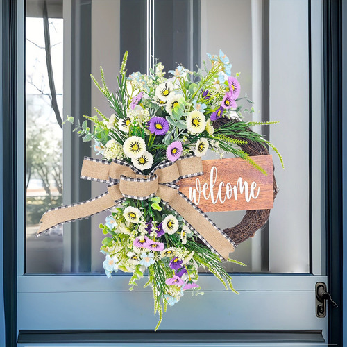 Una Corona De Flores De Primavera Para Colgar En Forma De La