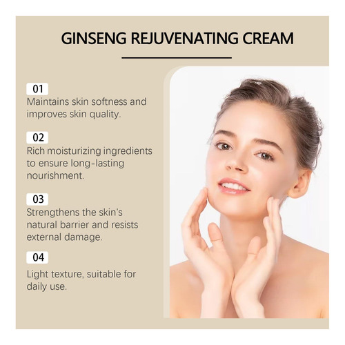 Crema Rejuvenecedora De Ginseng, Humectante Y Revitalizante