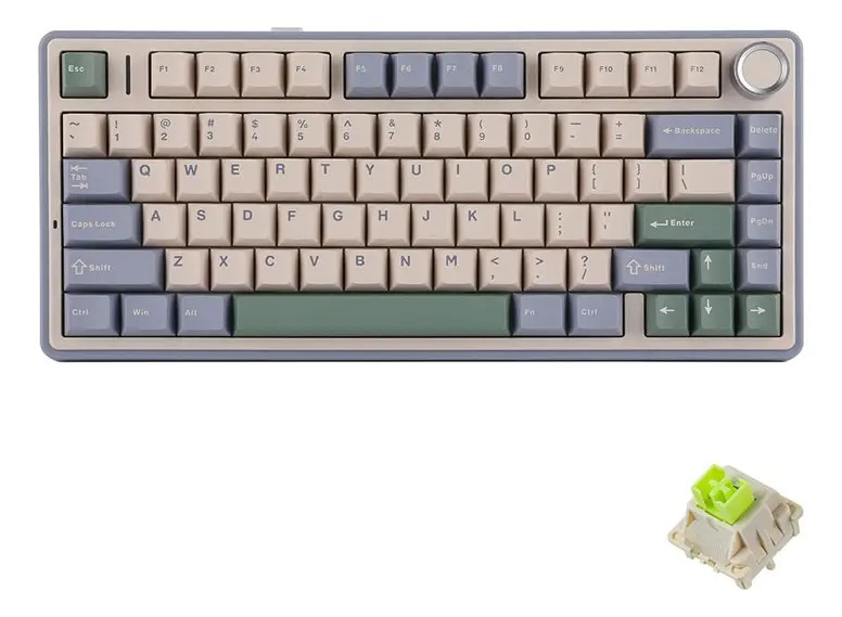 Teclado Mecânico Aula F75 Layout 75 RGB Hot Swappable Switch Ash Wood V3 Formato US