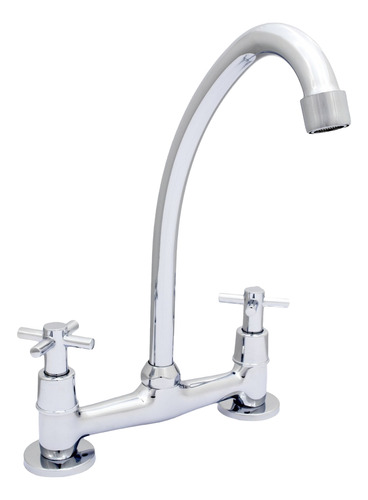 Grifería De Cocina Sobremesada Aqualaf Eco Cruz 10002 Acabado Brillante Color Plateado