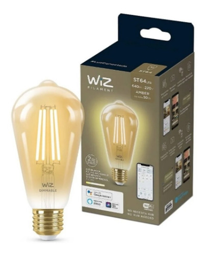 Imagen 5 de 11 de Lampara Led Wiz Wifi Filamento Edison E27 6.9w