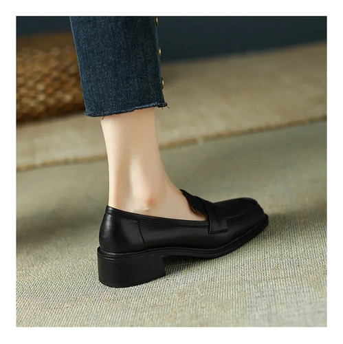 Zapatos Mary Jane Con Punta Redonda Y Tacón Grueso Para Muje