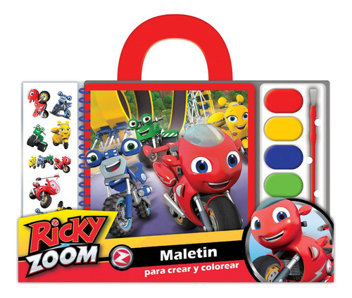 Ricky Zoom Set Acuarelas Coloreo Stickers Maletin Kit Pintar