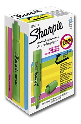Pack 12 Marcadores Sharpie Resaltador Verde Precio Mayoreo