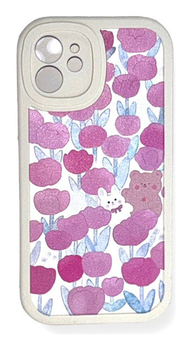 Funda Para iPhone Dibujos De Ositos Corazones Flores Carcasa