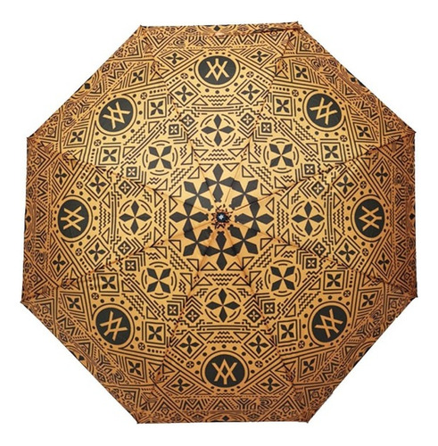 Paraguas Amayra Automático Estampado Mujer Comodo Premium Color Marrón