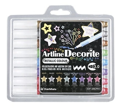 Marcadores Artline Decorite Set X 8 Colores Metalizados