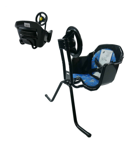 Cadeirinha Infantil Bike Ciclismo Seguro Toys Com Volante Cor Preto