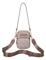 Comprar Bolsa Tiracolo Transversal Fellipe Krein - Fk238 Acambamento Dos Ferragens Dourada Cor Marrom Correia De Ombro Marrom-claro Desenho Do Tecido Monograma Marrom