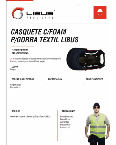 Kit 5 Gorras De Protección Negras Con Casquetes Incluídos