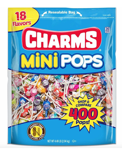 Tootsie Roll Charms Mini Pops, 18 Sabores, 400 Unidades Envu