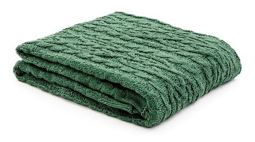 Manta Tricô Solteiro Cobertor Sofá Cama Decoração 127x152 Cm Cor Verde