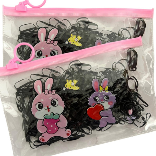 Elástico Silicone Xuxinha Penteado Infantil Com Bolsinha Cor Preto Variadas