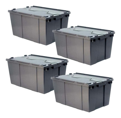 Caja Apilable De Plástico, Mxxor-004, 4 Pzas, 30kg, 60x40x32 Color Gris BoxArch30