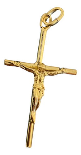 Cruz Palo Religiosa Con Cristo De Plata 925 Bañada En Oro