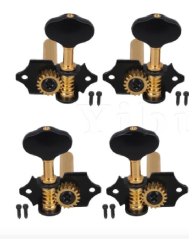 Imagem 1 de 3 de Tarraxas Individuais Preto Dourado Cavaco Banjo Pino Fino