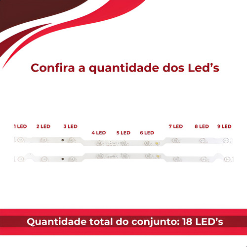Kit 2 Barras Led Compatível Ph32b51dsgwa Ph32b51dsgw Ver. 3v
