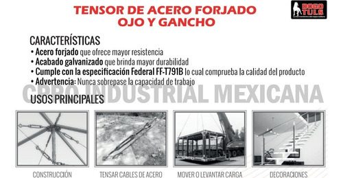 Tensor Forjado Ojo Y Gancho 1/2x9 2pzs P
