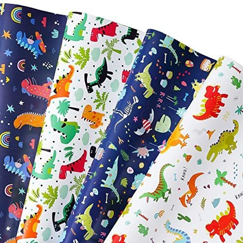 Papel De Regalo De Dinosaurios Para Niños Y Niñas -