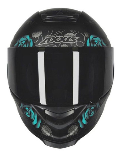 Capacete para moto  integral Axxis  Eagle  matt black e blue flowers tamanho PP 