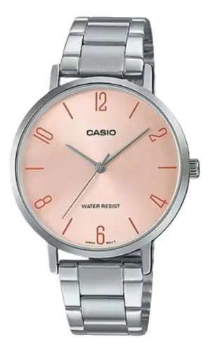 Reloj Casio Mujer Ltp-v004d Colores Surtos/relojesymas Color de la correa  Plateado Color del bisel Plateado Color del fondo Azul LTP-V004D-2B