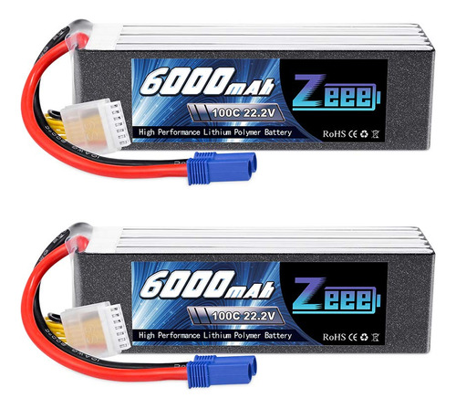 Zeee 6s Lipo Bateria 22.2v 100c 6000mah Con Conector Ec5 Rc