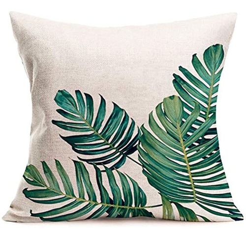 Smilyard Tropical Leaf Throw Pillow Cover monstera Palm Tree