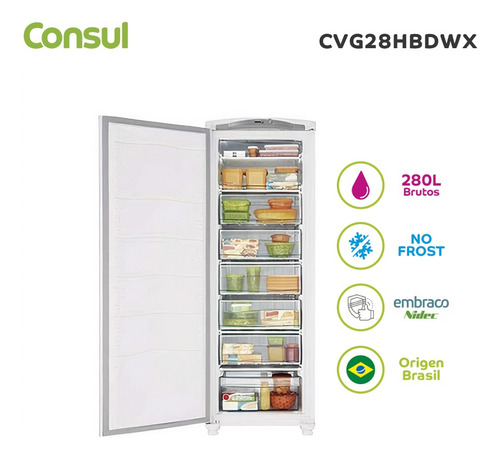 Freezer Vertical Consul Cvg28hbdwx Blanco 280l