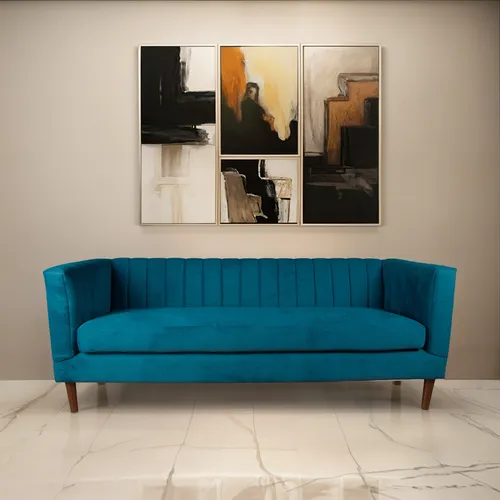Sofa Sorrento 3 Cuerpos Tela Velvet Vivian - Latam Home