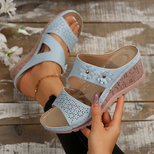 Zapatillas De Verano De Suela Gruesa De Color Liso Para Muje