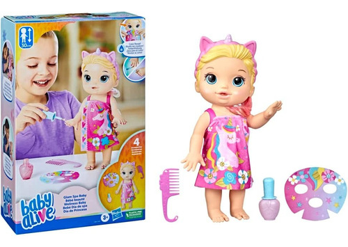 Muñeca Baby Alive Día Spa Unicornio Rubia