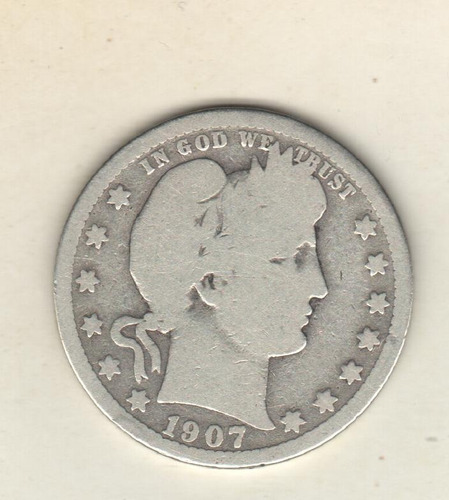 Estados Unidos 1/4 Dolar Barber Año 1907 De Plata Km 114 