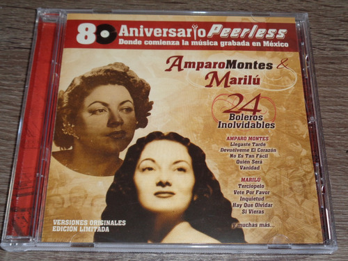 Amparo Montes & Marilú, 24 Boleros Inolvidables, Peerless Cd