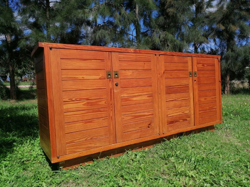 Aparador Mueble Bajo 4 Puertas En Pinotea Macizo Rustico