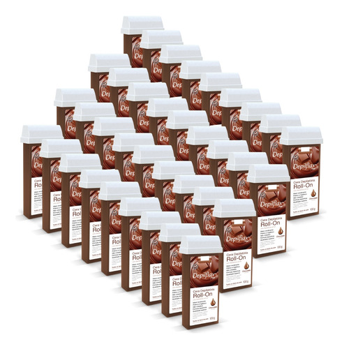 Kit 24 Ceras Roll-on Depilatória Chocolate Refil Depilflax