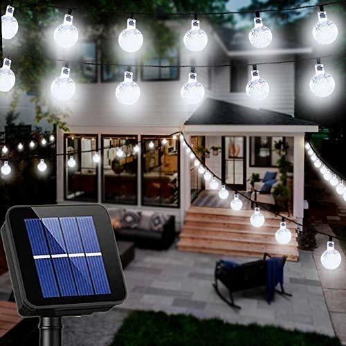 Cadena Luz Solar Globo 38 Pie 66 Bola Cristal Impermeabl Led